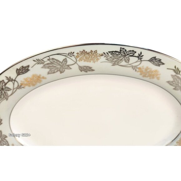 Noritake 5487  Japan Art Deco Oval Serving Platter With Floral & Gold Trim - Picture 2 of 8